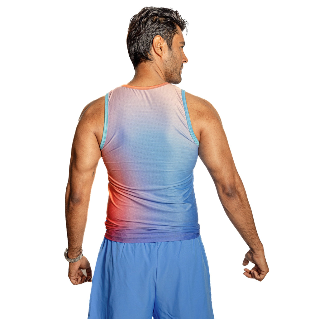 PLAYERA TANK SIN MANGAS ROSA AZUL MIXED DEGRADADO DE HOMBRE