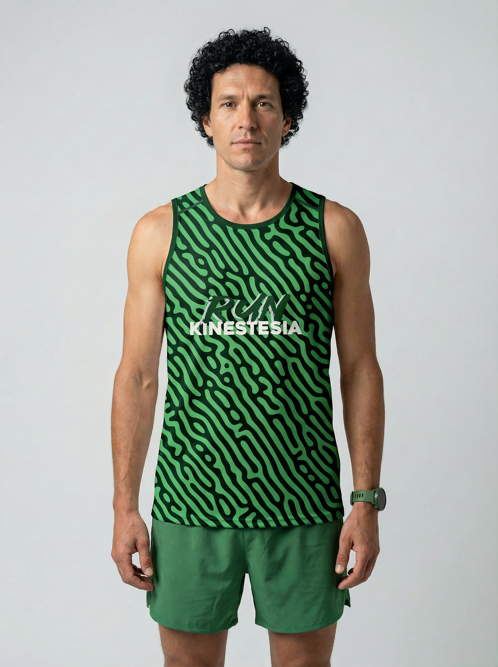PLAYERA TANK HOMBRE SIN MANGAS VERDE ESTAMPADO