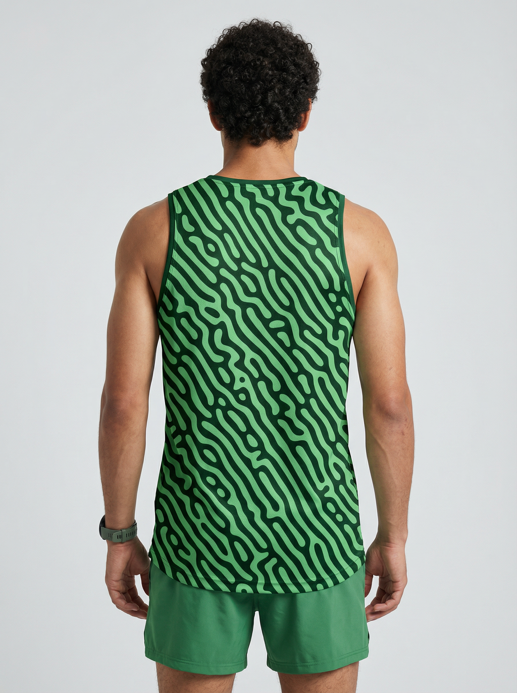 PLAYERA TANK HOMBRE SIN MANGAS VERDE ESTAMPADO