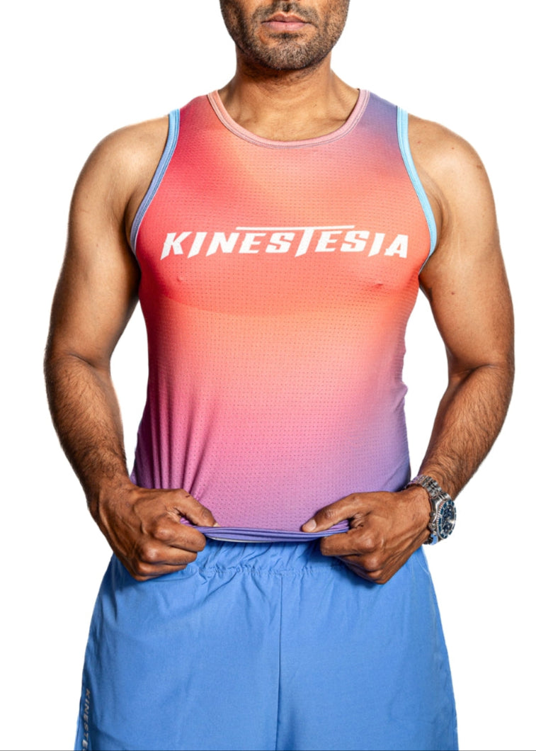 PLAYERA TANK SIN MANGAS ROSA AZUL MIXED DEGRADADO DE HOMBRE