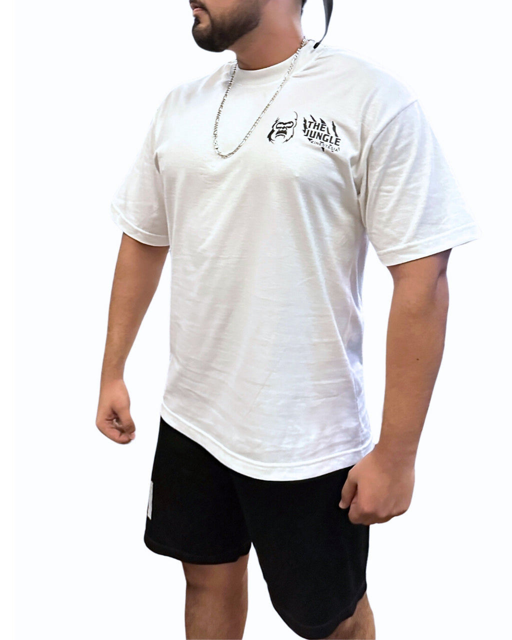 PLAYERA OVERSIZED BLANCA PARA HOMBRE WELCOME TO THE JUNGLE