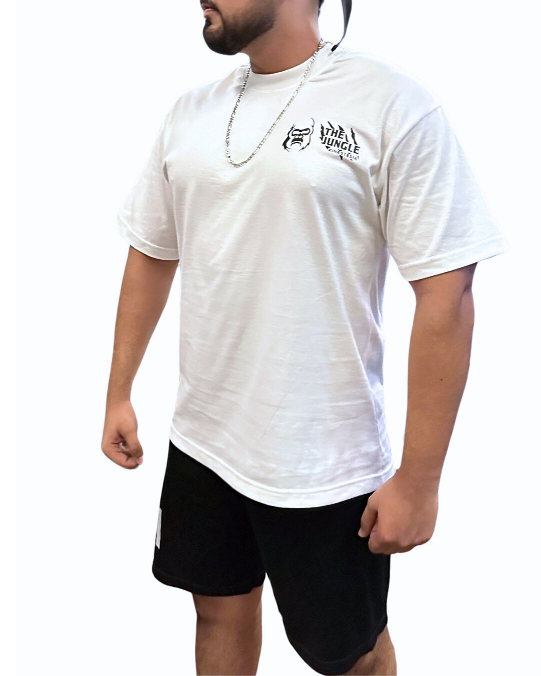 PLAYERA OVERSIZED BLANCA PARA HOMBRE WELCOME TO THE JUNGLE