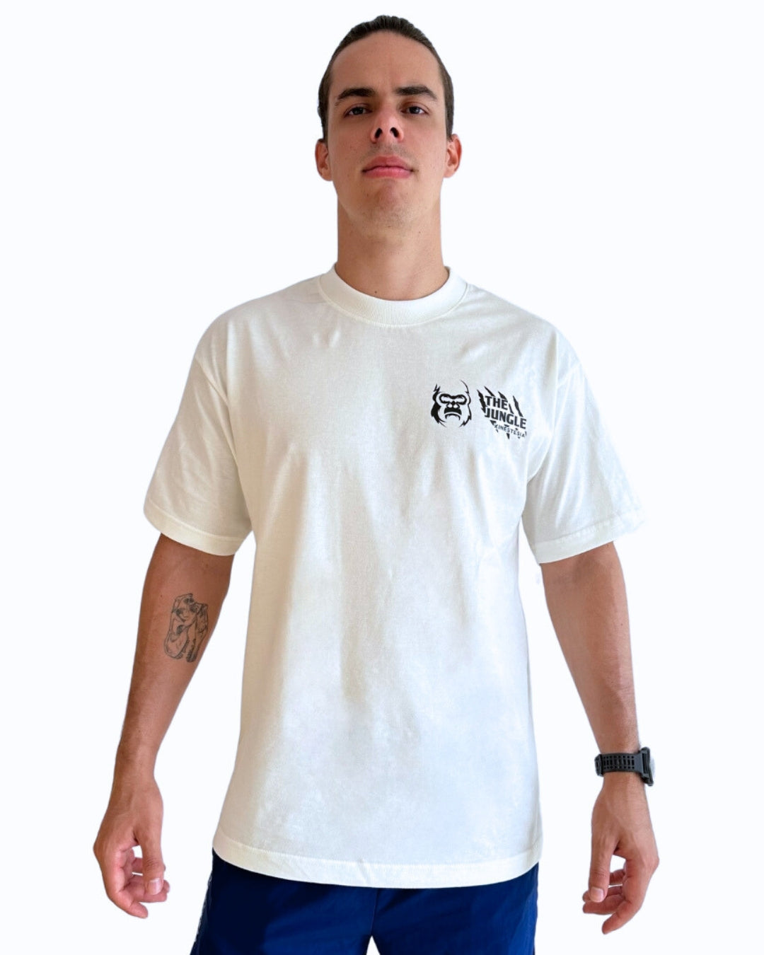 PLAYERA OVERSIZED BLANCA PARA HOMBRE WELCOME TO THE JUNGLE