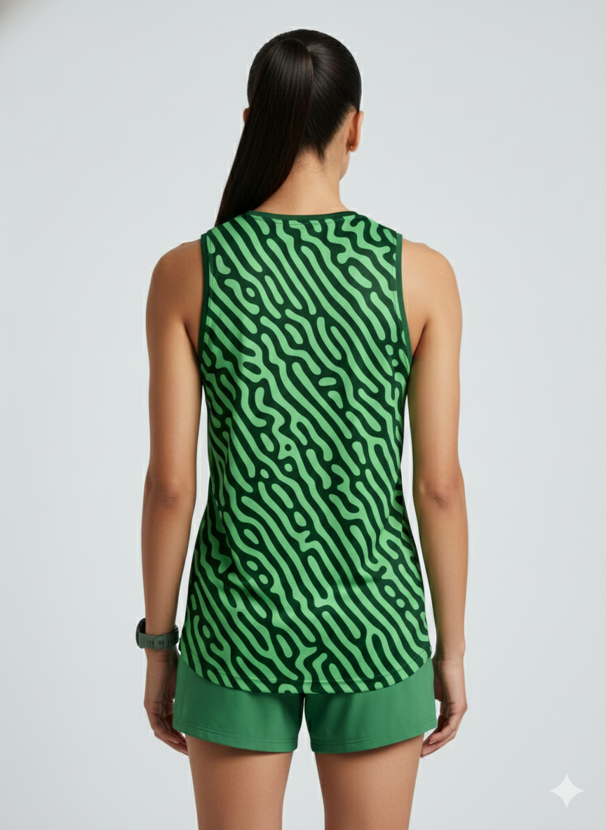 PLAYERA TANK MUJER SIN MANGAS VERDE ESTAMPADO