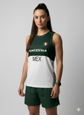 PLAYERA TANK MUJER SIN MANGAS VERDE Y BLANCO MEXICO
