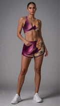 SET CONJUNTO TOP CRUZADO Y SHORT DEPORTIVO MUJER FUCSIA NARANJA MARRON DEGRADADO