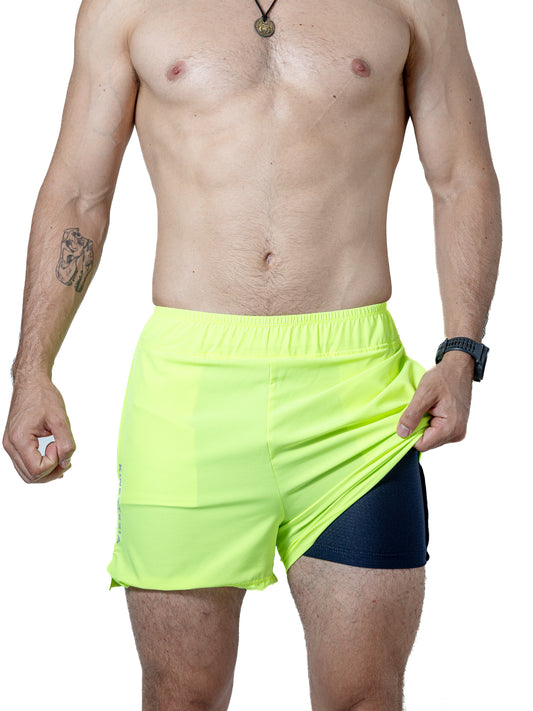 SHORT AMARILLO NEÓN CON LICRA INTERNA PARA HOMBRE