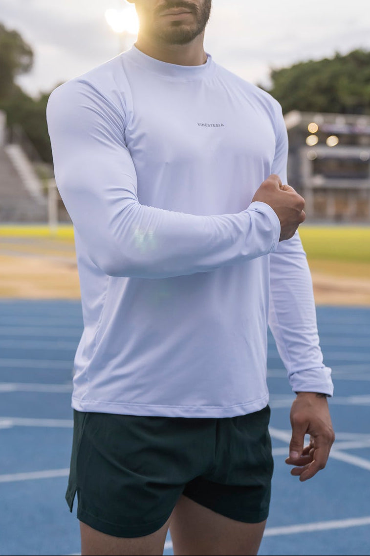 PLAYERA MANGA LARGA BLANCA PARA HOMBRE KINESTESIA