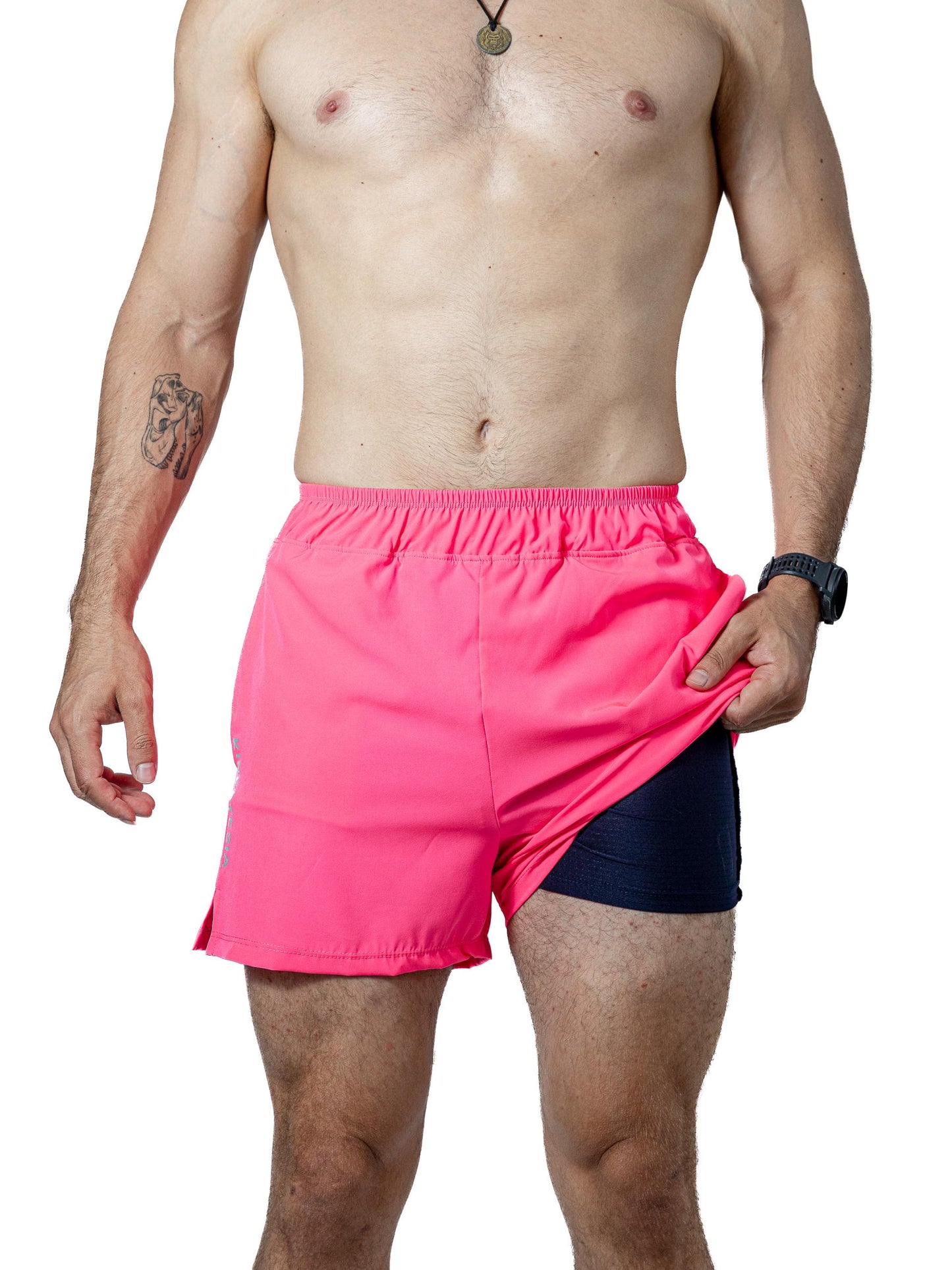 SHORT ROSA NEON CON LICRA INTERNA PARA HOMBRE