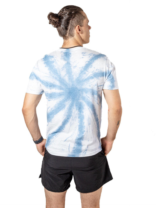 PLAYERA BLANCA TIE DYE AZUL PARA HOMBRE Y MUJER