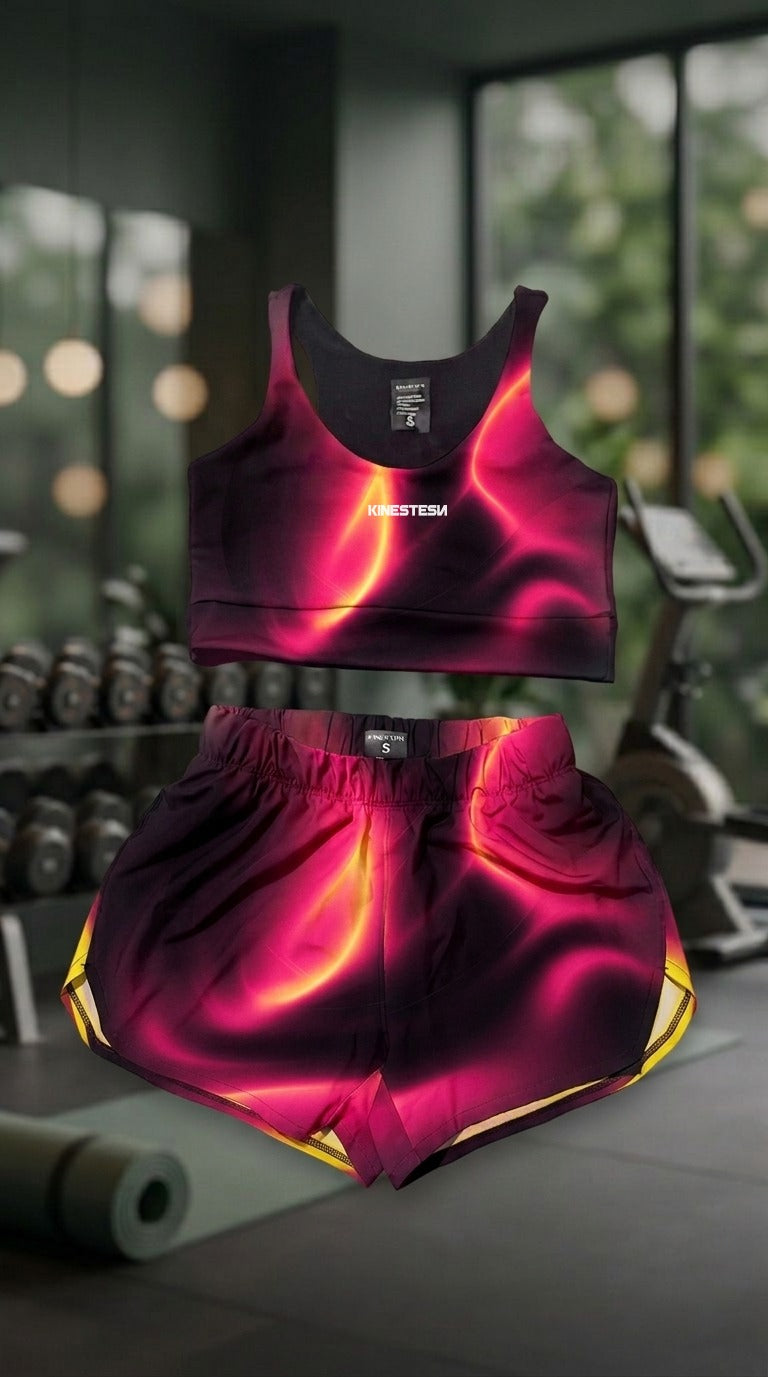 SET CONJUNTO TOP Y SHORT DEPORTIVO MUJER UVA DEGRADADO