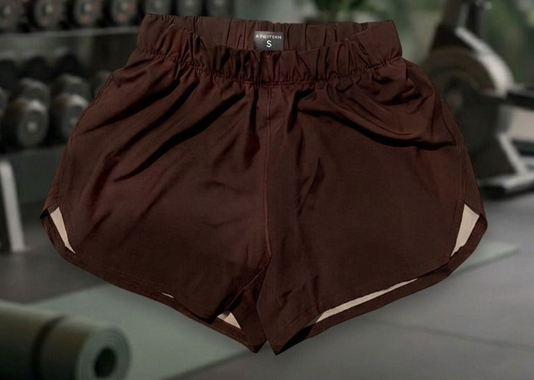SHORT DEPORTIVO MUJER CAFE MOTEADO
