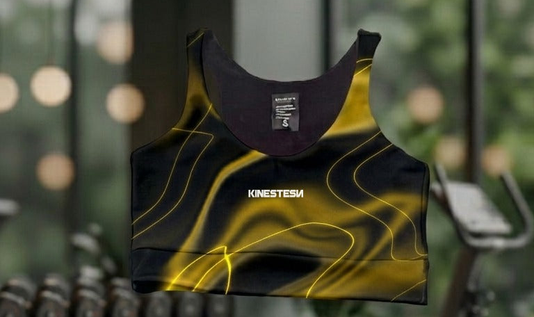 TOP DEPORTIVO MUJER AMARILLO NEGRO DEGRADADO