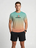 PLAYERA MANGA CORTA KINESTESIA VERDE DEGRADADO CORAL MÉXICO HOMBRE