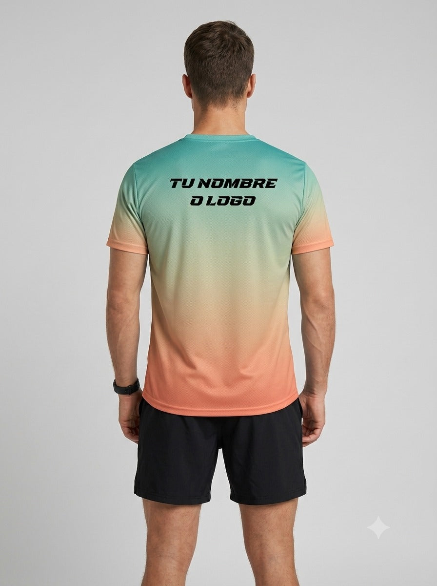 PLAYERA MANGA CORTA KINESTESIA VERDE DEGRADADO CORAL MÉXICO HOMBRE