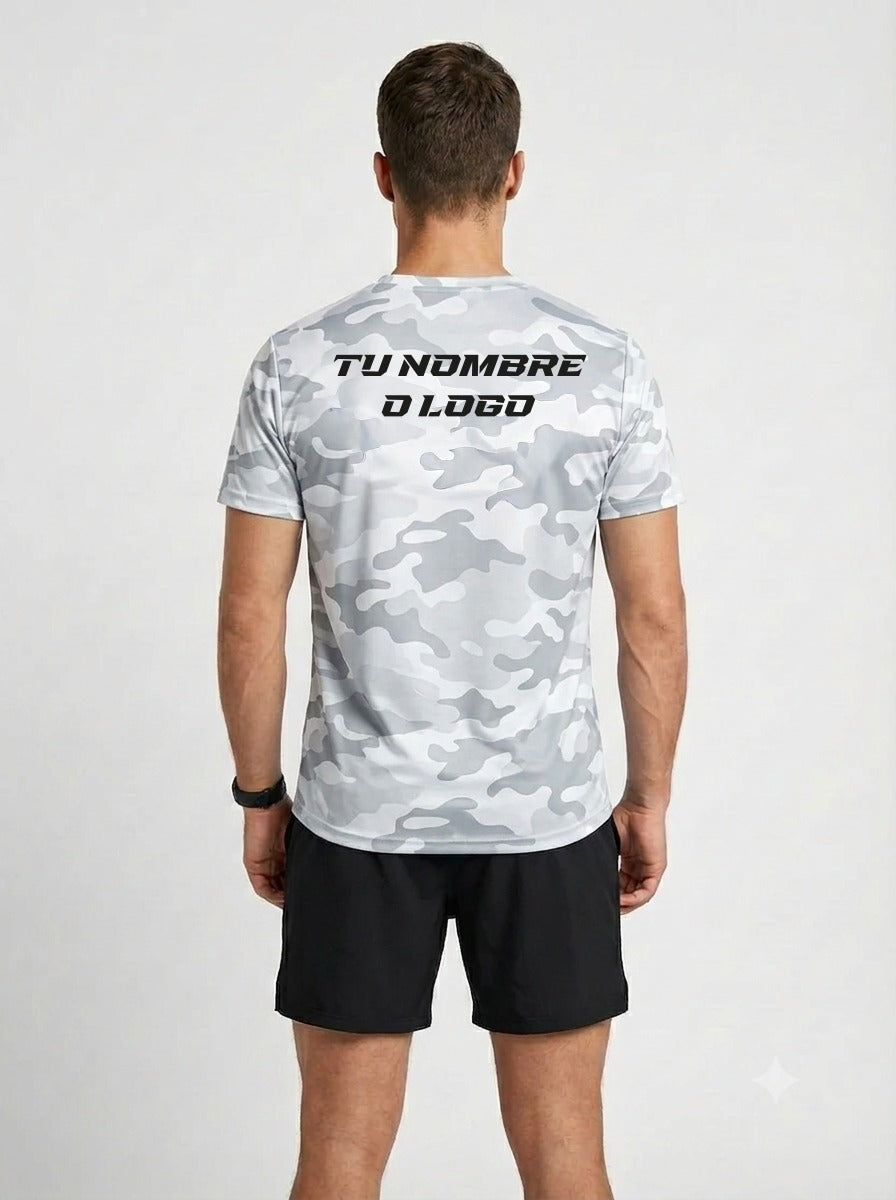 PLAYERA MANGA CORTA KINESTESIA BLANCA - GRIS HOMBRE