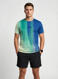 PLAYERA MANGA CORTA KINESTESIA DEGRADADO AZUL, VERDE, AMARILLO HOMBRE