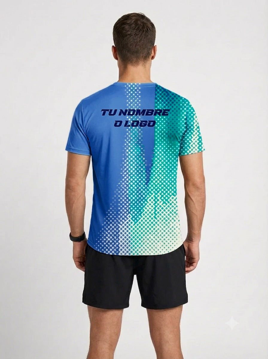 PLAYERA MANGA CORTA KINESTESIA DEGRADADO AZUL, VERDE, AMARILLO HOMBRE