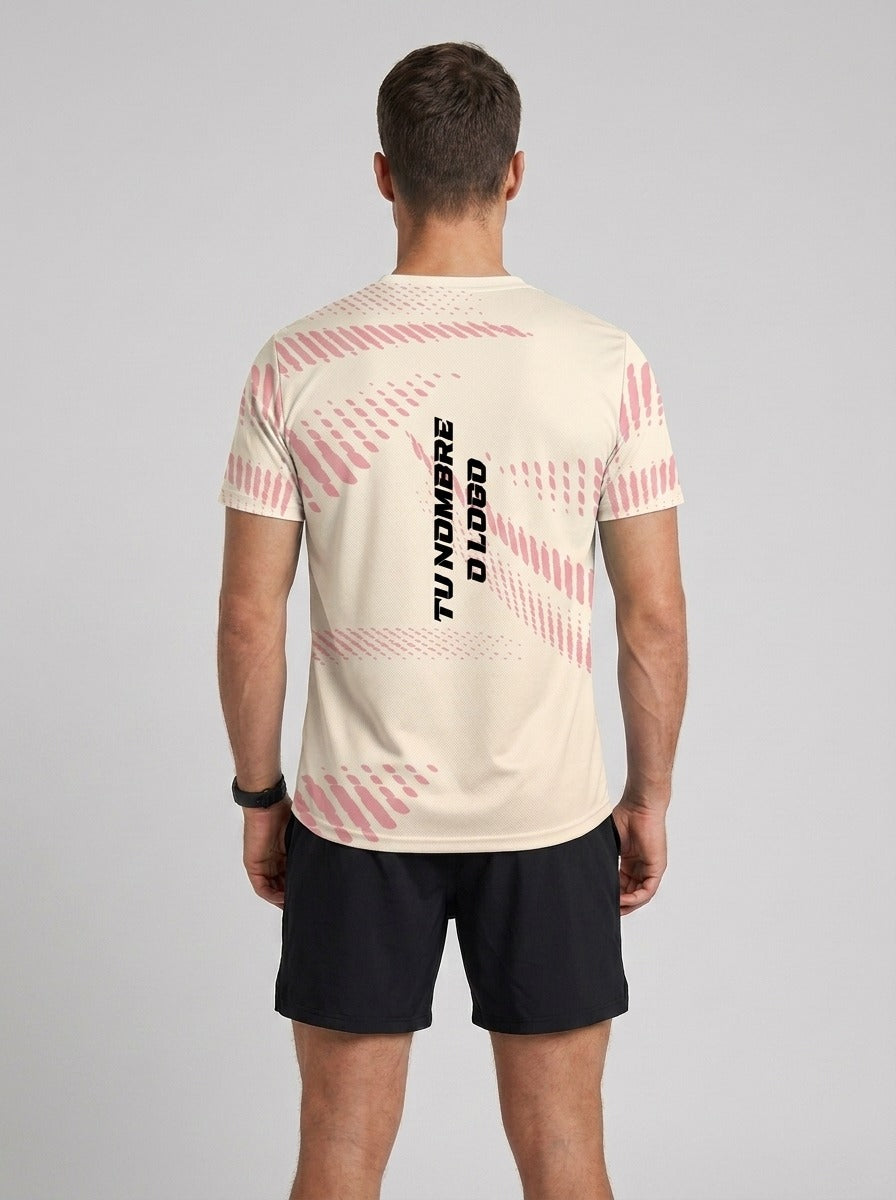 PLAYERA MANGA CORTA KINESTESIA BEIGE DETALLES ROSAS HOMBRE