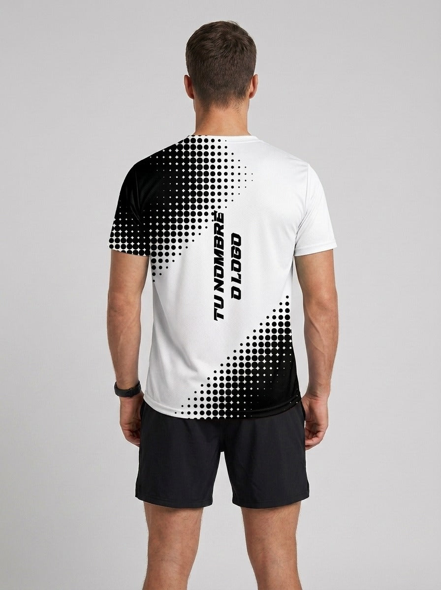 PLAYERA MANGA CORTA KINESTESIA BLANCA DEGRADADO NEGRA HOMBRE