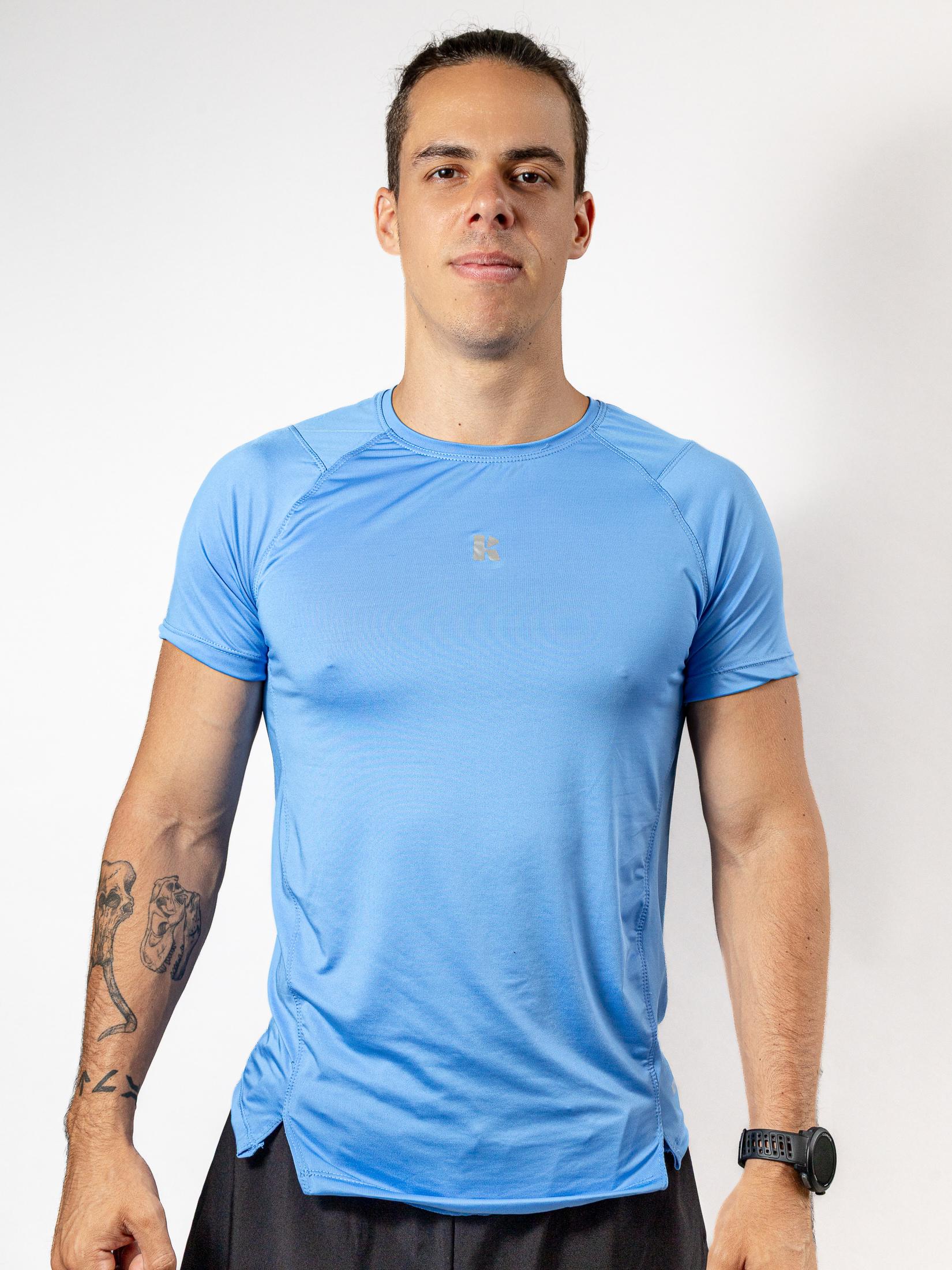 PLAYERA MANGA CORTA AZUL CYAN PARA HOMBRE KINESTESIA BASIC