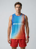 PLAYERA TANK HOMBRE SIN MANGAS AZUL NARANJA MIXED DEGRADADO