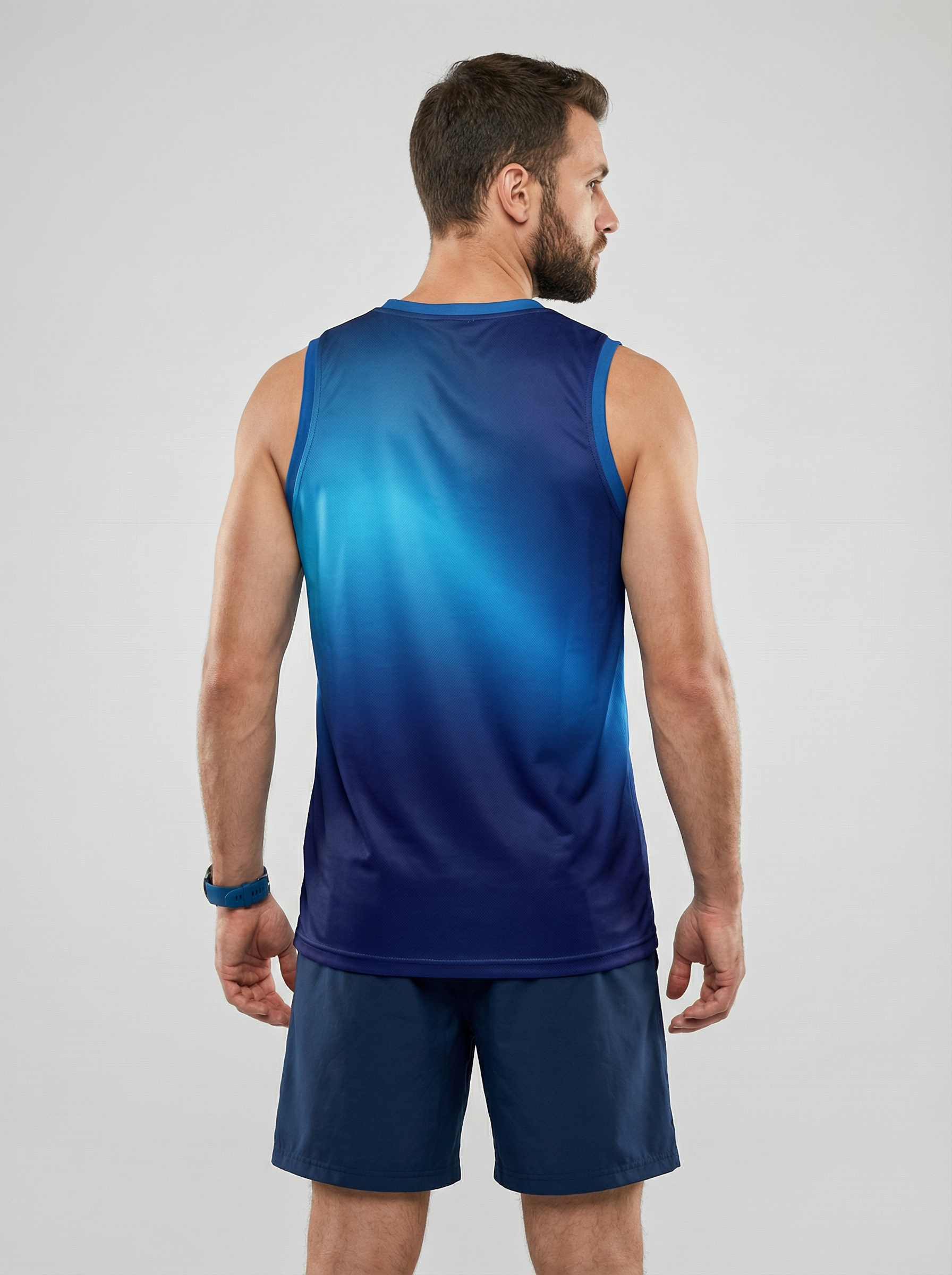 PLAYERA TANK HOMBRE SIN MANGAS AZUL MIXED DEGRADADO