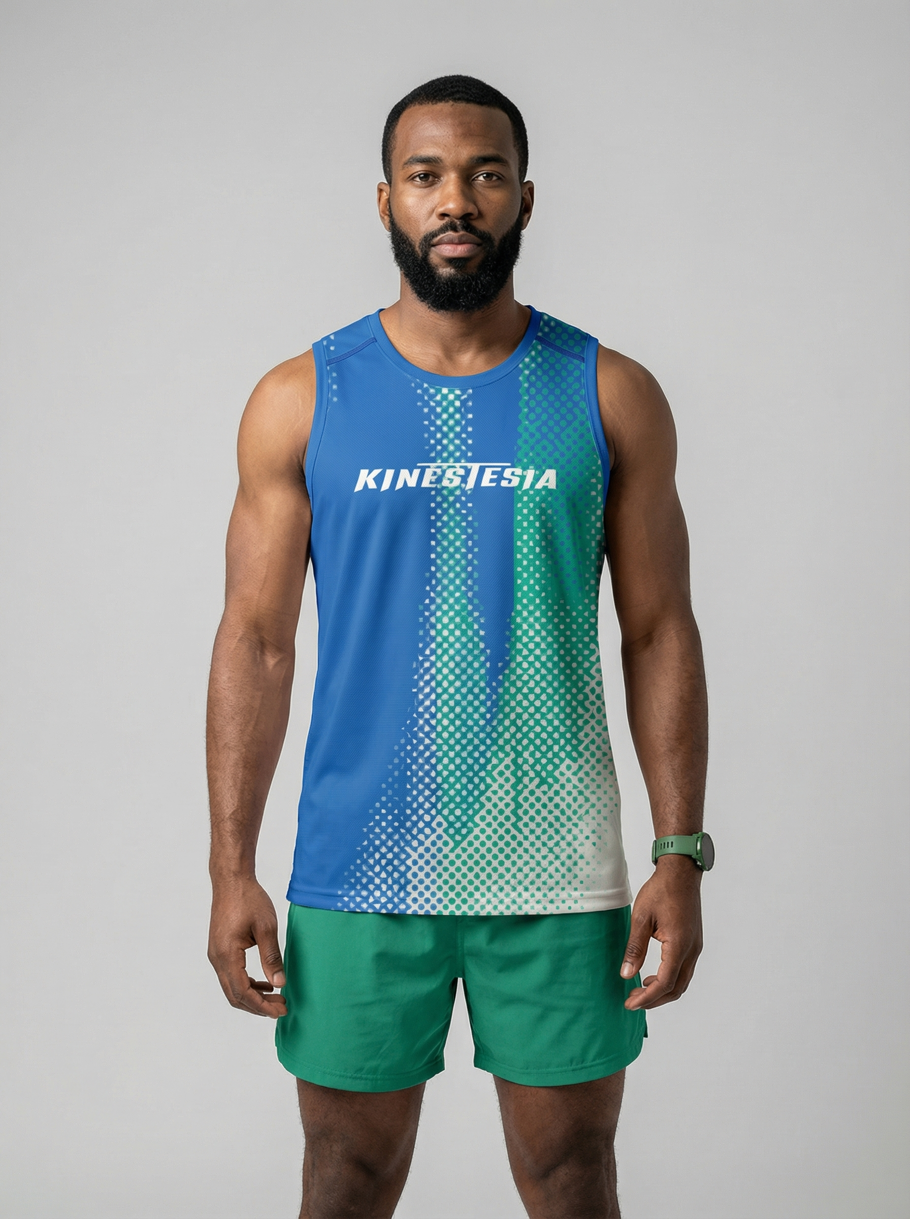 PLAYERA TANK HOMBRE SIN MANGAS AZUL TURQUESA MIXED DEGRADADO
