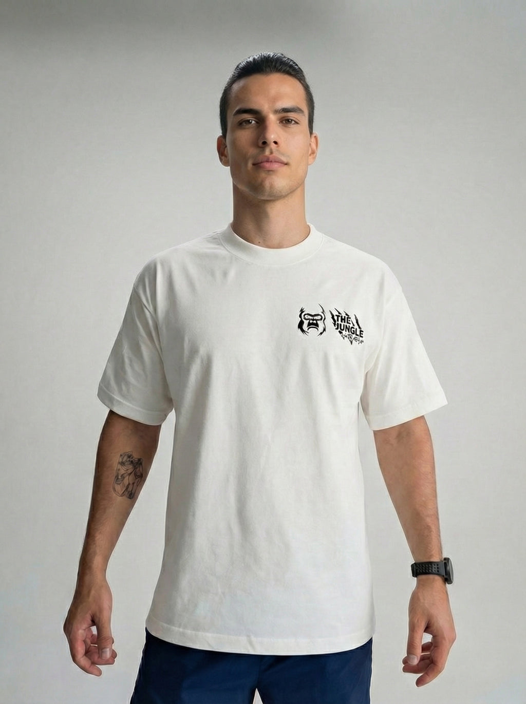 PLAYERA OVERSIZED BLANCA PARA HOMBRE WELCOME TO THE JUNGLE
