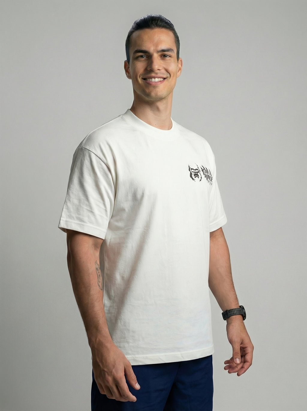 PLAYERA OVERSIZED BLANCA PARA HOMBRE WELCOME TO THE JUNGLE